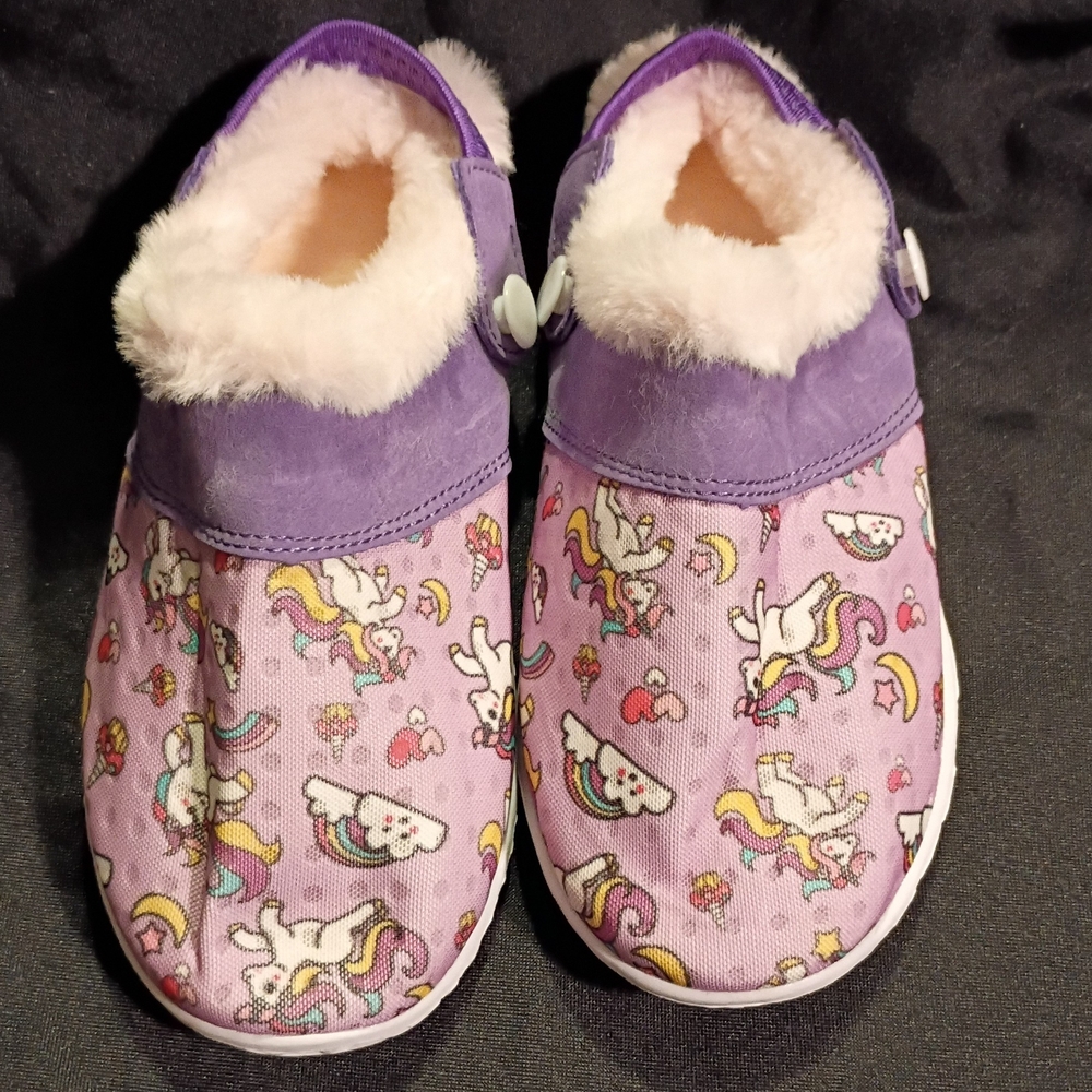 Purple Unicorn Slippers with Fur Lining